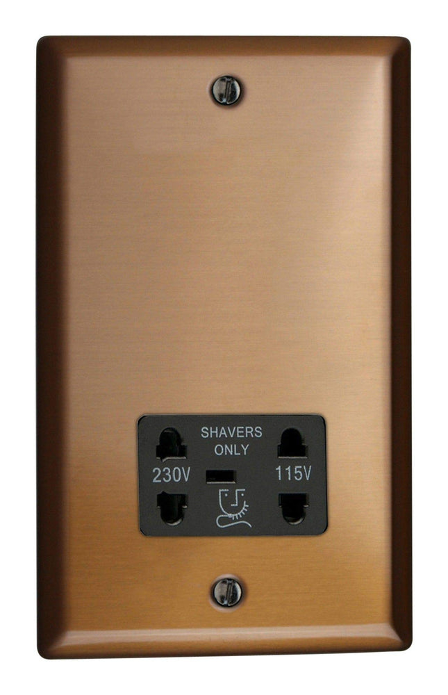 Varilight XYSSB.BZ Urban Brushed Bronze Dual Voltage Shaver Socket 240V/115V