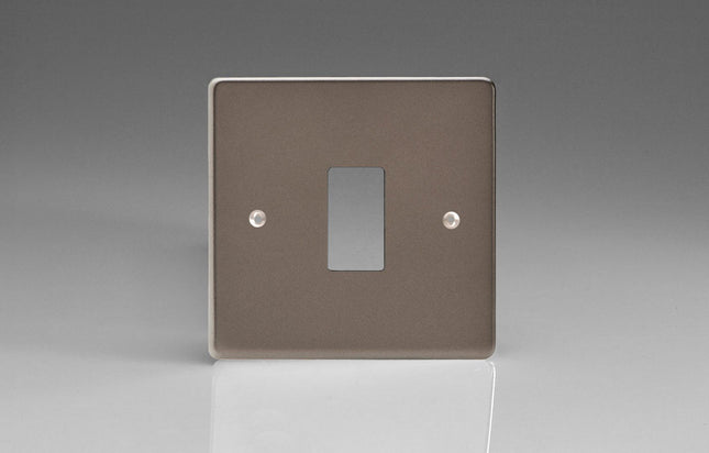 Varilight Flat Plate Pewter Powergrid 1-Gang Faceplate