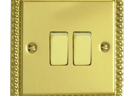 Varilight XG2D Rocker Switches Brass 2-Gang Georgian Brass,95x95x25mm