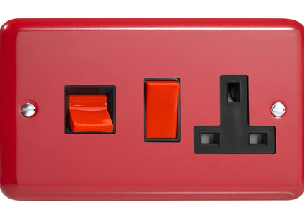 Varilight Pillar Box Red 45A Cooker Switch & 13A Plug Socket
