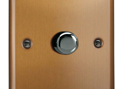 Varilight Urban Brushed Bronze V-Pro 1-Gang 1 or 2 Way 1 x 400W Push-on/Push-Off V-Pro LED Dimmer