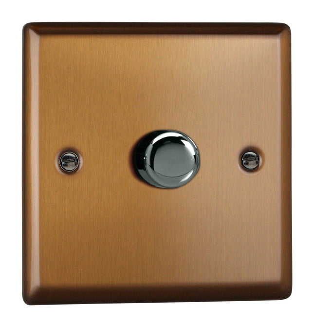 Varilight Urban Brushed Bronze V-Pro 1-Gang 1 or 2 Way 1 x 400W Push-on/Push-Off V-Pro LED Dimmer
