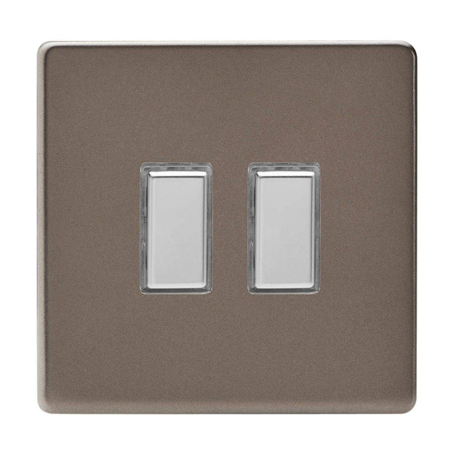 Varilight Eclique 2 2-Gang Tactile Touch Control Dimming Light Switch Slave for use with Eclique2 Master on 2-Way Circuits Pewter JDRES002S