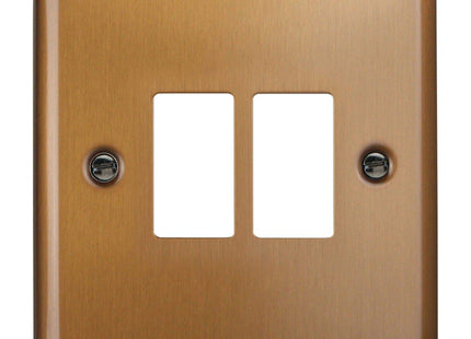 Varilight XYPGY2.BZ Urban Brushed Bronze 2-Gang Grid Plate (Single Plate)