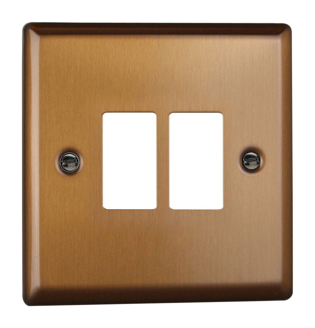 Varilight XYPGY2.BZ Urban Brushed Bronze 2-Gang Grid Plate (Single Plate)