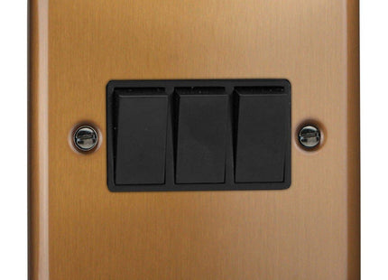 Varilight Urban Brushed Bronze 3 Gang 2-Way 10 Amp Switch Metal Rocker