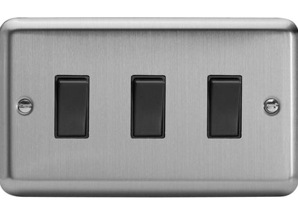 Varilight XS93B Rocker Switches 3 Gang Black