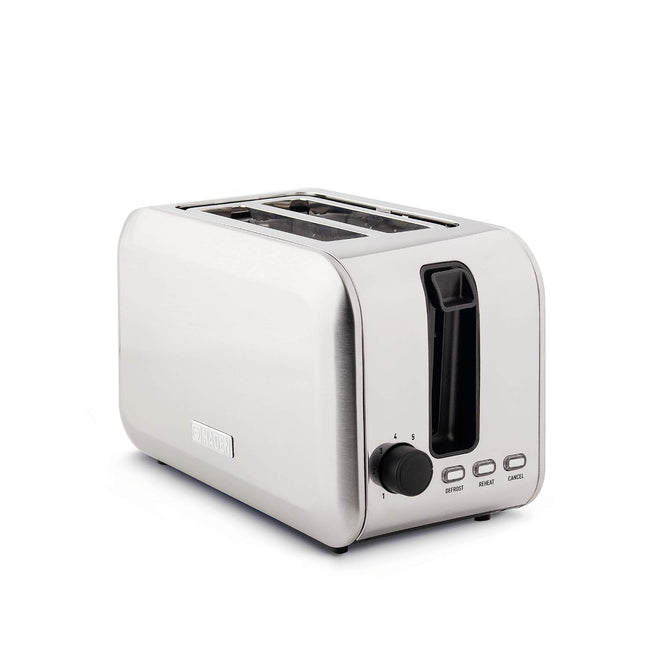 Haden Stoke Toaster- Electric Stainless-Steel Toaster with Reheat and Defrost Functions 750W, Two Slice, Brushed Steel