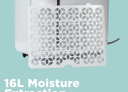 STATUS 16L Dehumidifier, Ultra-Quiet 230W Portable Moisture Remover with Night Mode, Clothes-Dry Boost and Smart LED Control for Bedroom Bathroom Laundry, White