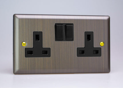 Varilight 2-Gang 13A Double Pole Switched Socket