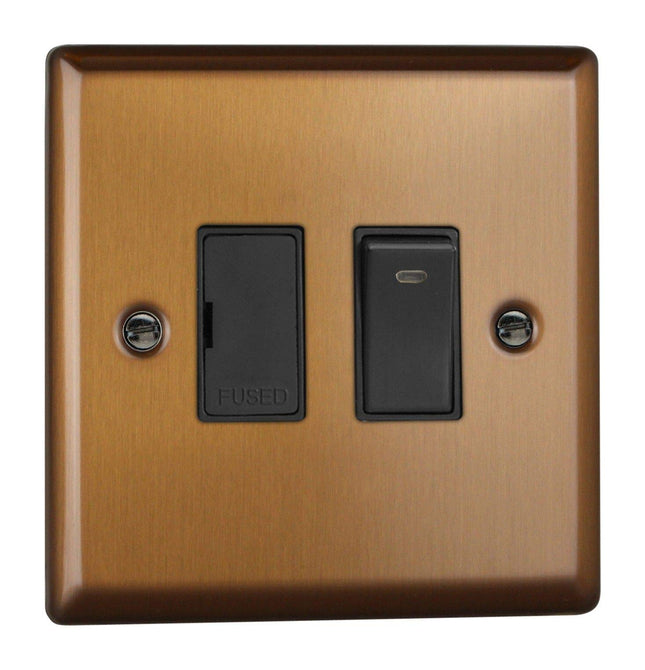 Varilight Urban Brushed Bronze 1-Gang Switched 13 Amp Fused Spur with Neon Indicator Light