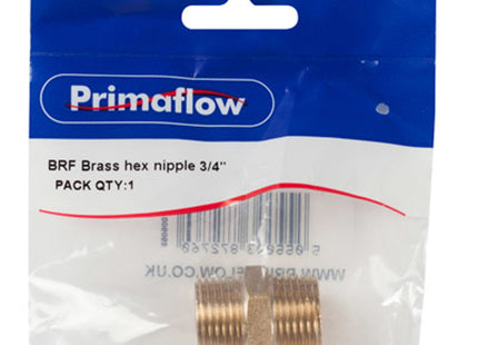 Primaflow Primapack Brass Hex Nipple 3/4" - 9BN34