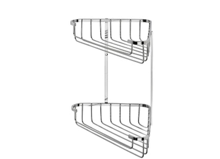 Croydex Stainless Steel Large Two Tier Corner Basket - QM393841