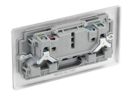 BG Electrical Brushed Chrome 13 Amp 2 Gang Switched Socket - NBS22G-01