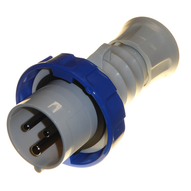 Gewiss GW60026H 16 Amp 3 Pin Industrial Plug IP67 Weatherproof 250 Volt Blue, Used With Caravan, Camping, Tents