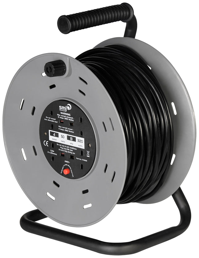 SMJ Electrical CTH5013 Heavy Duty Cable Reel, 3120 W, Black/Grey, 50 meter