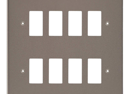 Varilight 8-Gang Grid Plate (Double Twin Plate) Pewter XDRPG8-P