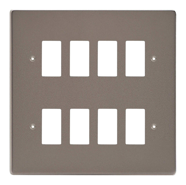 Varilight 8-Gang Grid Plate (Double Twin Plate) Pewter XDRPG8-P