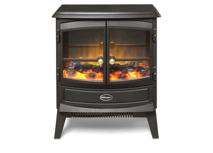 Dimplex SPN20E Springborne Optiflame Electric Stove, Freestanding Matte Black Cast Iron Effect Electric Fire with Coal Fuel Bed, LED Flame Effect, 2kW Adjustable Fan Heater and Remote Control