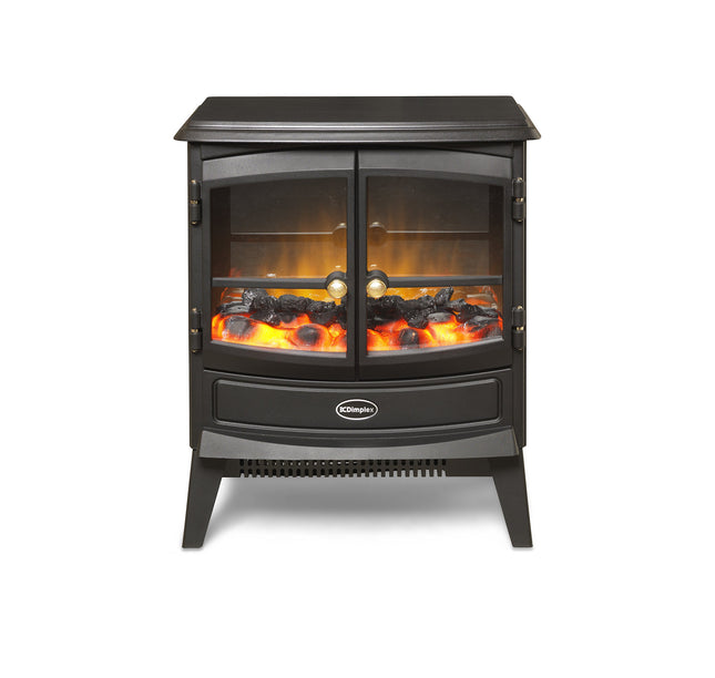 Dimplex SPN20E Springborne Optiflame Electric Stove, Freestanding Matte Black Cast Iron Effect Electric Fire with Coal Fuel Bed, LED Flame Effect, 2kW Adjustable Fan Heater and Remote Control