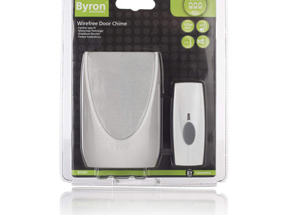 Byron Sentry BY201 Wireless Doorbell and Bell Push, Portable, 6 Melodies, 100 m Range