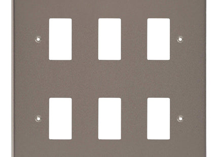 Varilight XDRPG6 PowerGrid Pewter 6 Gang Grid Plate (Double Twin Plate)