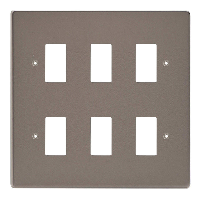 Varilight XDRPG6 PowerGrid Pewter 6 Gang Grid Plate (Double Twin Plate)