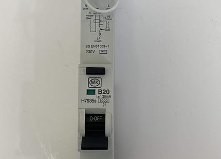 MK 20a / 20 AMP RCBO B TYPE 30ma AC SENTRY 1 MOD 7935s