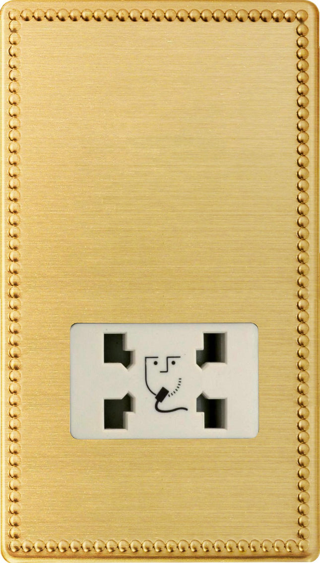Varilight Dual Voltage Shaver Socket, Dimension Screwless Jubilee Brushed Brass XDYSSWS.JB
