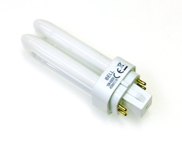 2x 10 watt CFL 4 pin Energy Saving Lamp 10W Cool White 840 G24q-1 Double turn BELL