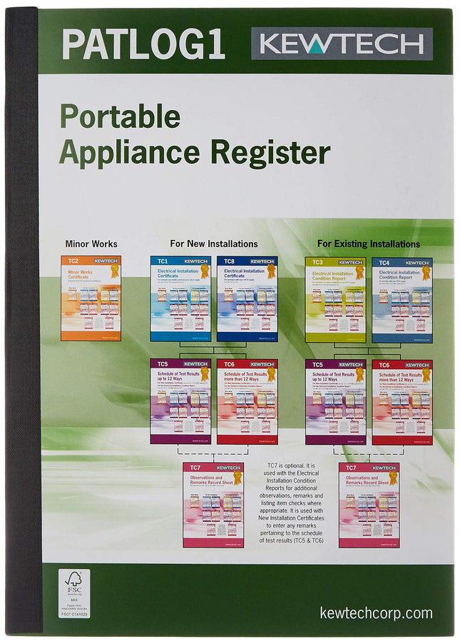Kewtech PATLOG1 PAT Test, A4 log book
