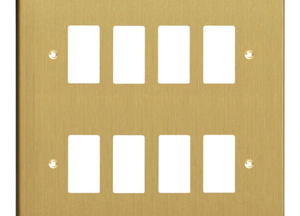 Varilight 8-Gang Grid Plate (Double Twin Plate) Brushed Brass XDBPG8-P