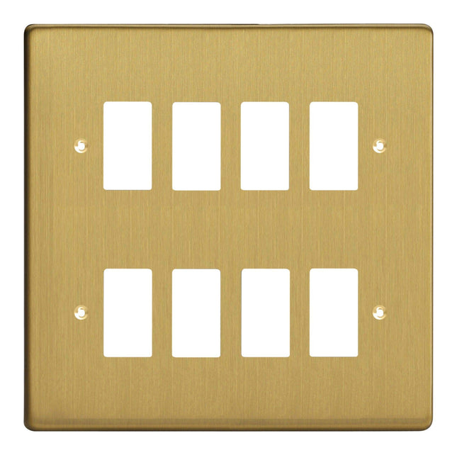 Varilight 8-Gang Grid Plate (Double Twin Plate) Brushed Brass XDBPG8-P