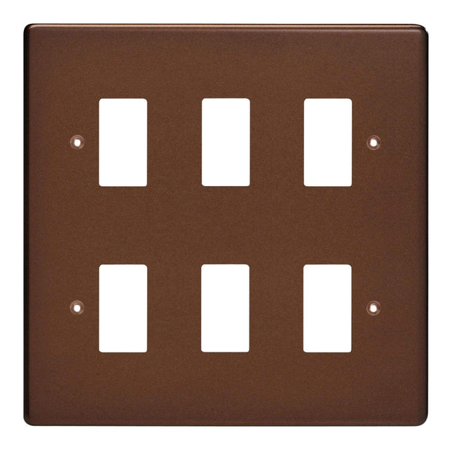 Varilight 6-Gang Grid Plate (Double Twin Plate) Mocha XDMPG6-P