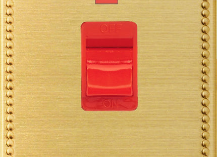 Varilight 45 Amp Cooker Switch with Neon (Vertical Double Size), Dimension Screwless Jubilee Brushed Brass XDY45NWS.JB