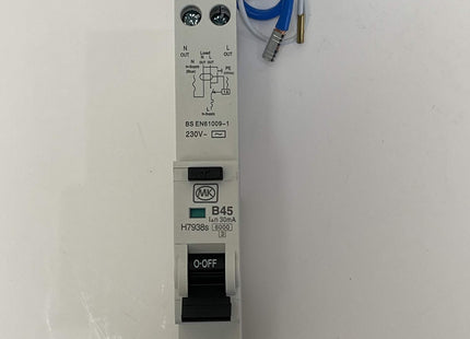 MK 45a / 45 AMP RCBO B TYPE 30ma AC SENTRY 1 MOD 7938s