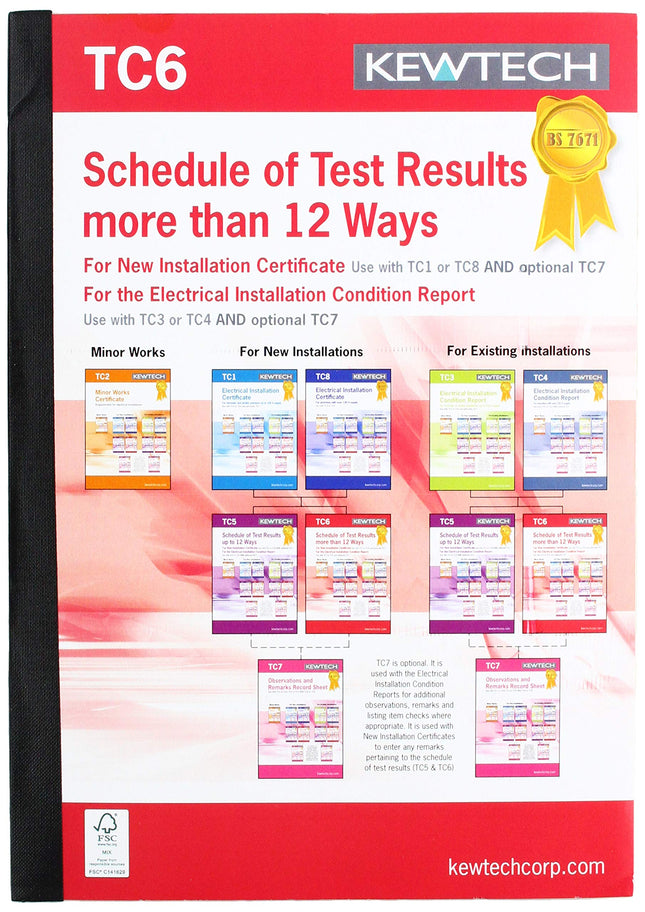 KEWTECH TEST RESULTS BOOK, BOARDS OVER 12 WAYS // TEST RESULTS BOOK, BOARDS OVER 12 WAYS; Accessory Type:Test Report Book; For Use With:Electrical testing equipment; P (TC6)