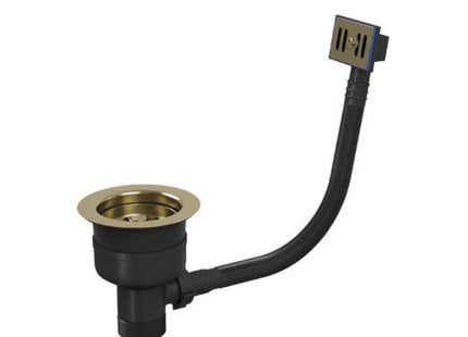 Ellsi Top Fix Basket Strainer Kitchen Sink Waste - Brushed Brass with Overflow