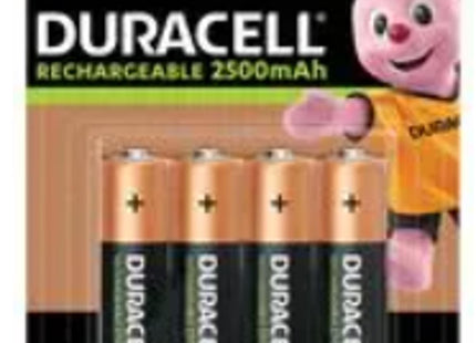 Duracell Rechargeable AA 2500mAh Batteries - 4 Pack