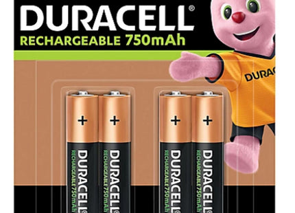 Duracell Rechargeable AAA 750mAh Batteries - 4 Pack