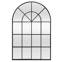 Albury Arched Black Industrial Window Panelled Mirror 90 x 60cm