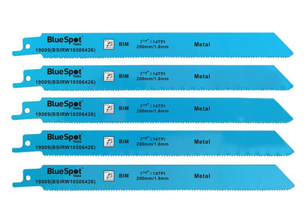 BlueSpot Tools Bi-Metal Reciprocating Saw Blade 240mm x 5 TPI Pack of 5 B/S19009