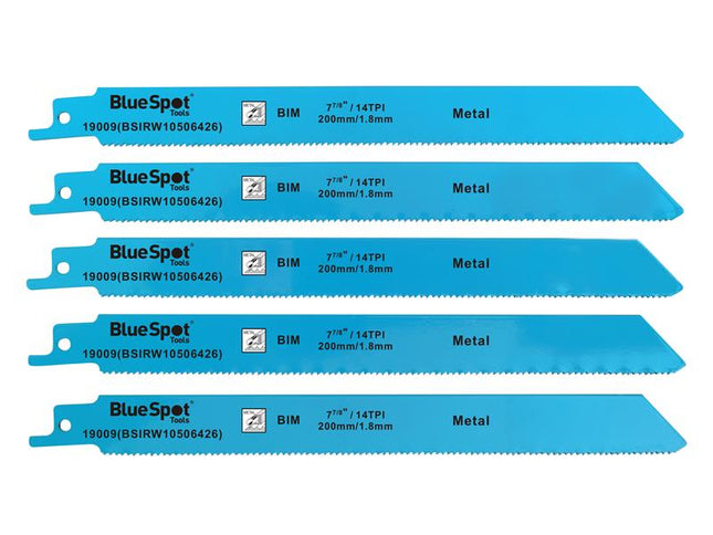 BlueSpot Tools Bi-Metal Reciprocating Saw Blade 240mm x 5 TPI Pack of 5 B/S19009