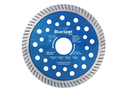 BlueSpot Tools Turbo Cutting Disc 115 x 22mm B/S19537