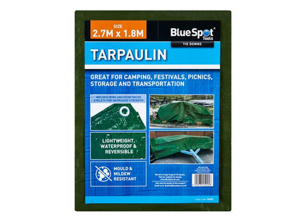 BlueSpot Tools Green Tarpaulin 2.7 x 1.8m B/S45925