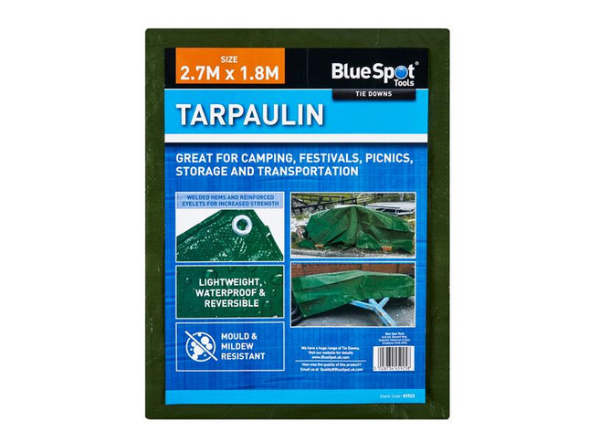 BlueSpot Tools Green Tarpaulin 2.7 x 1.8m B/S45925