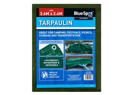 BlueSpot Tools Green Tarpaulin 3.6 x 2.4m B/S45926