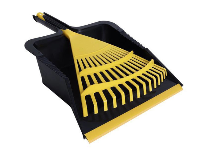 Bulldozer Heavy-Duty Dustpan And Large Hand Rake Set
