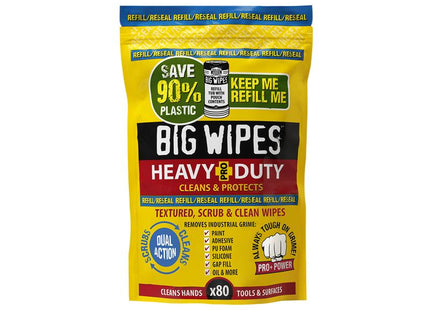 Big Wipes Heavy-Duty Pro+ Antiviral Wipes (Refill Pouch 80 Wipes)