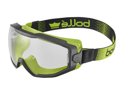 Bolle Safety Spectrum Platinum Clear Sealed Safety Googles, Black/Green